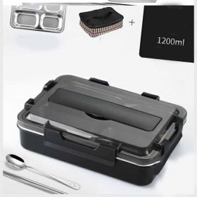 Stainless Steel Insulated Lunch Box With Lid (Color: Black)