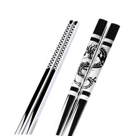 Household Laser Non-slip Hollow Square Chopsticks (Option: Tamron Chart-PVC zipper bag)