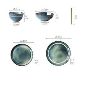 Lototo Japanese Tableware Set Ceramic Bowl Plate (Option: Eucalyptus one meal set)