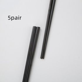 Stainless Steel Tableware Square Chopsticks Metal Plated Custom Gift Square (Option: Black-5pair)