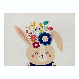 Home Cartoon Rabbit Kitchen Insulation Coaster Anti-scalding Cotton And Linen Western Placemat (Option: CD0641-Cotton and linen-32X42cm)