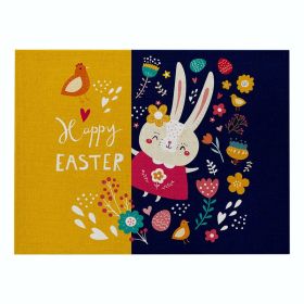 Home Cartoon Rabbit Kitchen Insulation Coaster Anti-scalding Cotton And Linen Western Placemat (Option: CD06415-Polyester hemp-32X42cm)