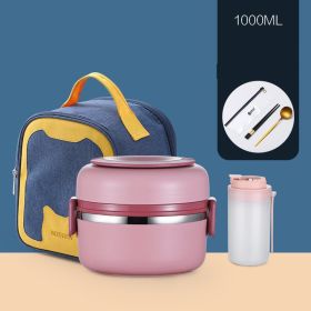 304 Stainless Steel Insulated Barrel Multi-layer Lunch Box (Option: Pink-5 Style)