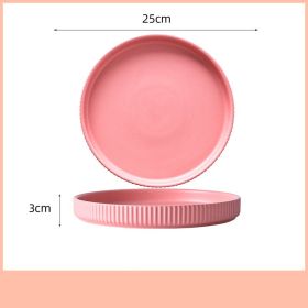 Home Creative Personality Striped Steak Plate (Option: Pink-10inch shallow dish)