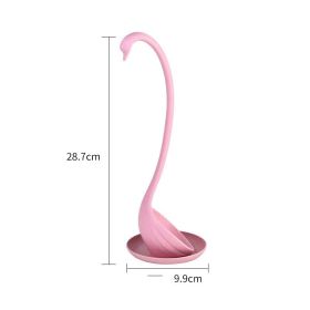 Swan With Tray Can Stand Up Spoon (Color: Pink)