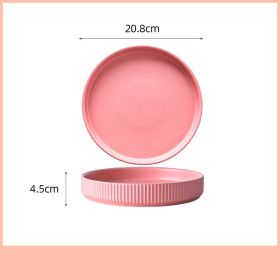 Home Creative Personality Striped Steak Plate (Option: Pink-8inch deep dish)