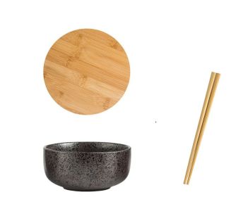 Creative Japanese Student Ceramic Soup Bowl Tableware (Option: Tianmu glaze-6.5inch Chopsticks cover)