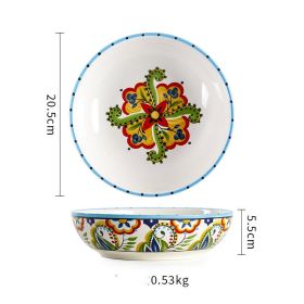 Creative Round Hand Painted Household Ceramic Plate 8 Inch (Option: Green Polkadot)