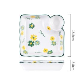 Japanese Tableware  Plate Household Dumpling Dish (Option: Small daisy)