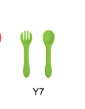 High Quality Natural 100 Food Grade Inventory Easy To Rinse Spoon Weaning Unbreakable Rubber Fork Dishwasher Safe Feeding Set (Option: Y7-Silicone fork spoon)