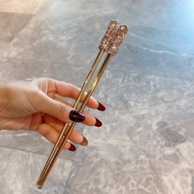 High-value Stainless Steel Chopsticks Household Chopsticks (Color: Gold)