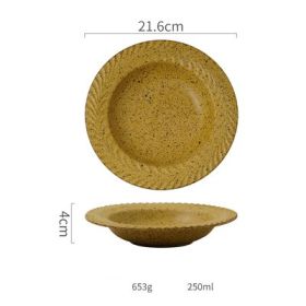 Stoneware Deep Dish Nordic Restaurant Large Soup Plate (Color: Yellow)