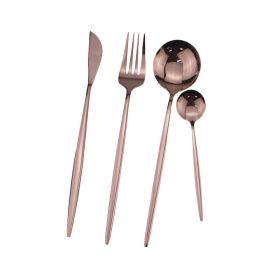 Black And Gold Stainless Steel Cutlery Western Tableware (Option: Rose Gold-Teaspoon)