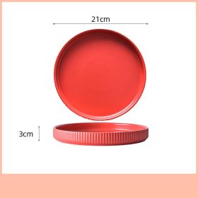 Home Creative Personality Striped Steak Plate (Option: Red-8inch shallow dish)