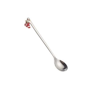 304 Stainless Steel Christmas Spoon (Option: Silver-Christmas socks)