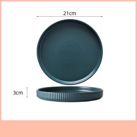 Home Creative Personality Striped Steak Plate (Option: Green-8inch shallow dish)